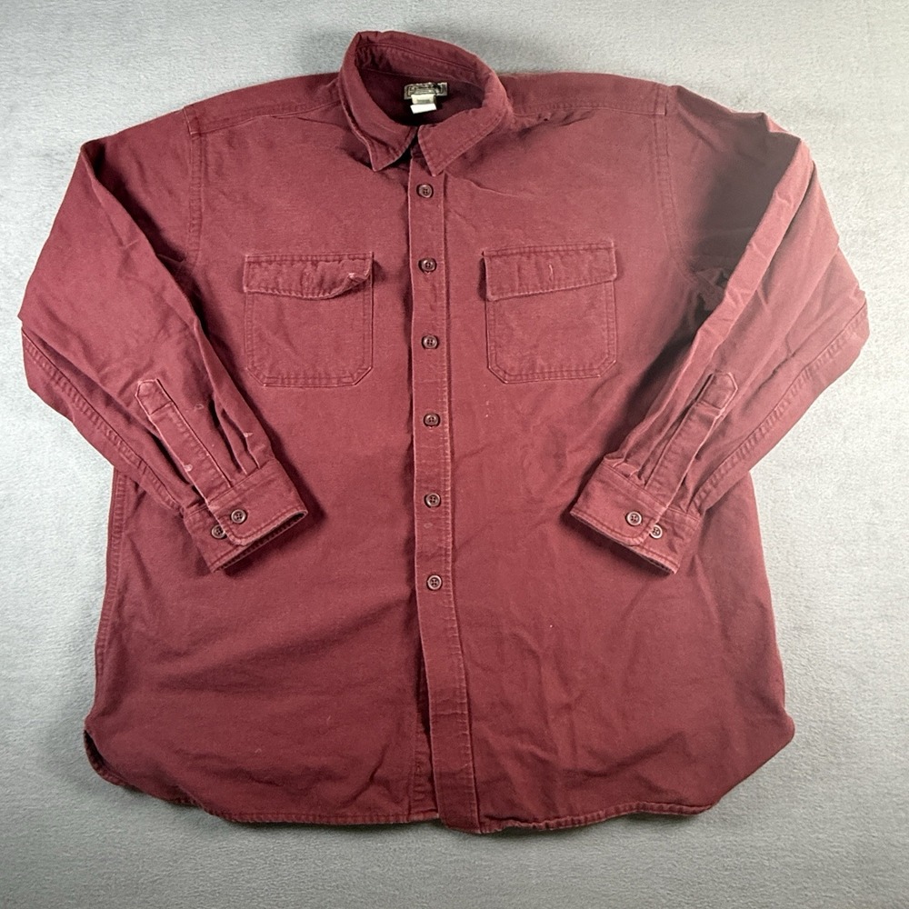 Vintage LL Bean Shirt Men's XL Reg. Red Long Sleeve Button Up 100% Cotton